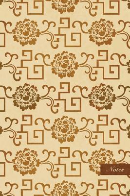 dc047] *D.o.w.n.l.o.a.d% Notes: 6x9 Unruled Blank Notebook - Spiral Cross Frame Nature Curve Vine Flower - Retro Brown Worn Out Vintage Seamless Pattern Cover. Matte Softcover and Cream Interior Papers. -  #P.D.F^