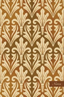 [7002a] %Read@ Notes: 6x9 Ruled Lined Notebook - Curve Cross Leaf Frame Kaleidoscope - Retro Brown Worn Out Vintage Seamless Pattern Cover. Matte Softcover and Cream Interior Papers. -  ~P.D.F@