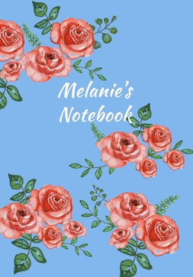 [a9577] !Download! Melanie's Notebook: Personalized Journal - Garden Flowers Pattern. Red Rose Blooms on Baby Blue Cover. Dot Grid Notebook for Notes, Journaling. Floral Watercolor Design with First Name -  ^P.D.F#