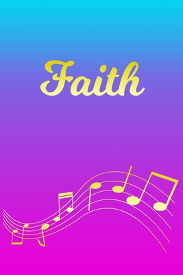 [508cf] *R.e.a.d! Faith: Sheet Music Note Manuscript Notebook Paper Pink Blue Gold Personalized Letter F Initial Custom First Name Cover Musician Composer Instrument Composition Book 12 Staves a Page Staff Line Notepad Notation Guide Compose Write Songs - Createmusic Publications @ePub!